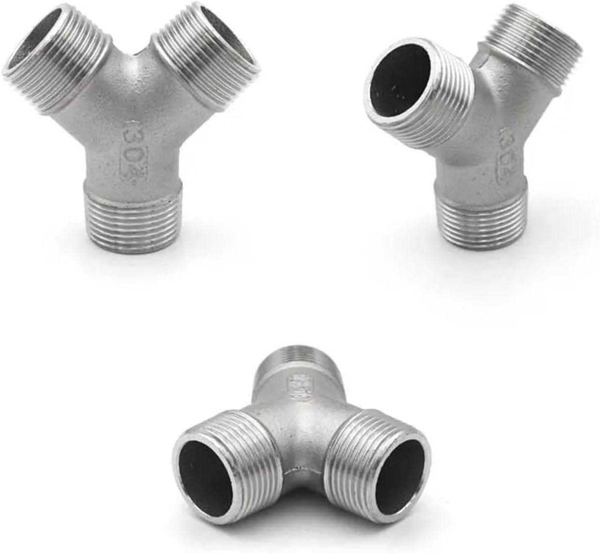 304 Stainless Steel BSPT Male Female Pipe Fitting – Four-Way & Three-Way Connector (Red, 1-1/4")(Brown,0.25 Inch)