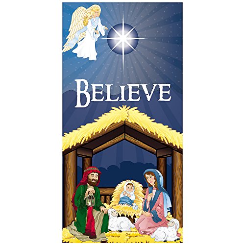 Christmas Nativity Believe Door Cover