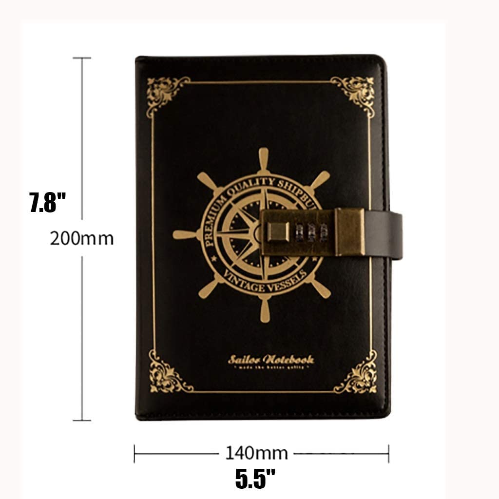 Tragbares B6-Notizbuch mit Zahlenschloss – exquisites Retro-Design mit hochwertigem Papier, ideal für männliche und weibliche Studenten, Schule, Reisen und Journaling unterwegs
