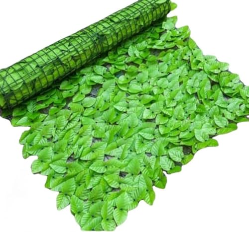 CokBlu 造花・緑のフェンス葉っぱタイプ 硬質ネット& 緑の遮光カーテン紫外線防止・日差し遮り・視線遮蔽機能付き庭・窓辺・壁掛けに適した不枯れ人造緑装飾用品セット