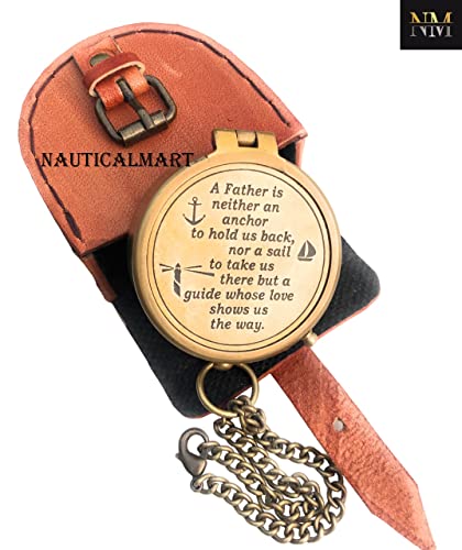 Brújula magnética vintage de latón con estuche de cuero miniatura 6
