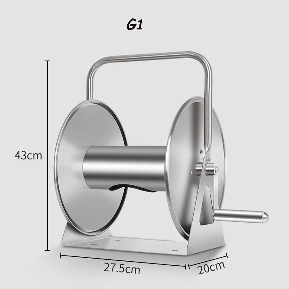 Soporte de pared para carrete de manguera, soporte de manguera de jardín de acero inoxidable para un almacenamiento cómodo, perfecto para césped, patio, y lavado de autos