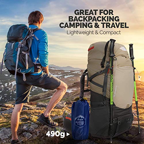 Air Mat+ Camping Sleeping Pad - Ultralight 17.2 OZ - Inflatable Sleeping Air Mattress for Backpacking, Hiking, Traveling – Lightweight & Compact Camp Sleep Pad (Navy Blue)