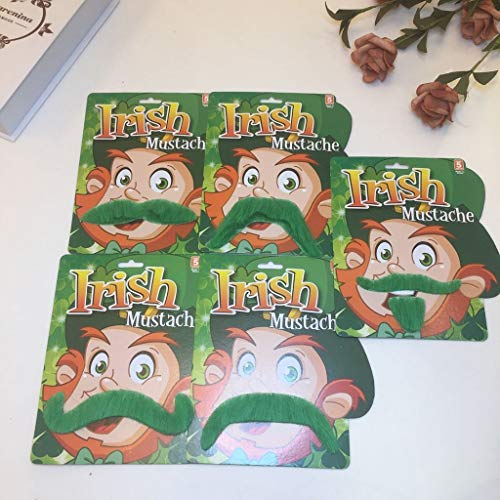 CapsA St. Patrick s Day Green Beard for Women Men Irish Self Adhesive Fake Mustache Costume Accessory Festival Accessory for Girls Boys (Green)