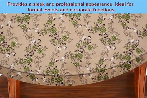 Image of The Furnishing Tree Elastic Oval Center Table Cover WxL 16x36 in Inches Polyester Floral Pattern Beige