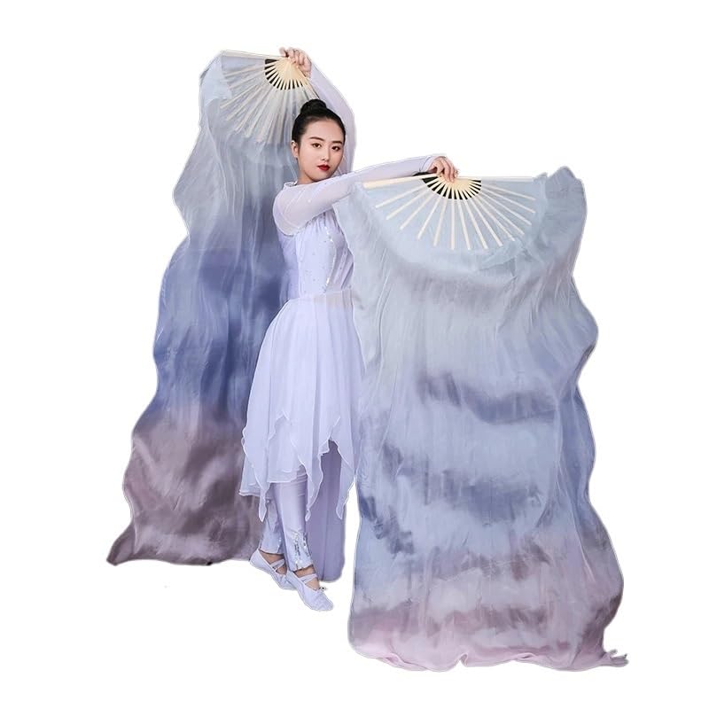 Generico Veils Fan Veli a ventaglio in Seta 2 Pezzi for Danza del Ventre Lunghi 180 cm