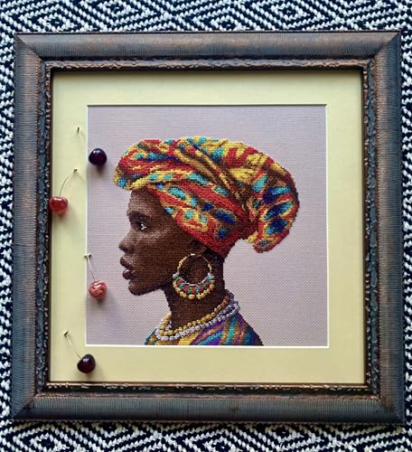 Image of RIOLIS - Amazing Women. Africa 2164, Valentine Cross Stitch Kits 11 inchx11, Cross Stitch Kits for Beginners & Advanced, Crossstitching Kit Adult, Embroidery Counted Stitching Kit