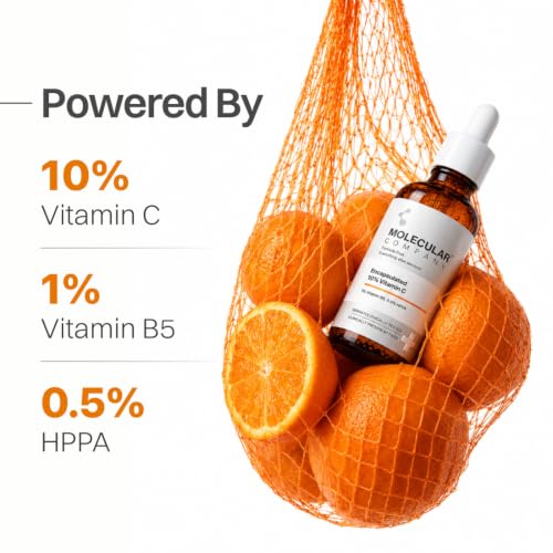 Image of Molecular Company ENCAPSULATED 10% Vitamin C Face Serum 30ml | More Absorption, Lesser Irritation | 1% Vitamin B5 & 0.5% HPPA for Glowing Skin, Brightens Dark Spots & Uneven Skin Tone, All Skin Type