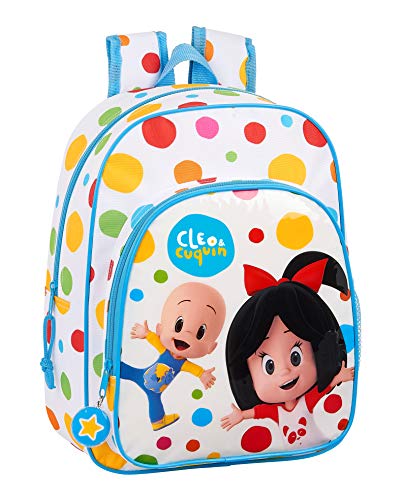 Mochila Safta Escolar Infantil Animada de Cleo y Cuquin  260x110x340mm  Blanco  Multicolor