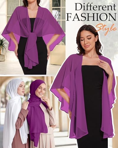 Image of Shawls and Wraps for Evening Dresses Womens Chiffon Scarf Sheer Cover Up