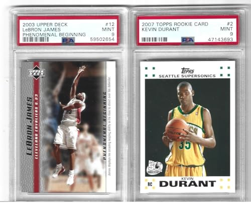Graded Mint Psa 9 Lebron James & Kevin Durant 2 Card Basketball Rookie Lot Superstar Mvp Hof Players