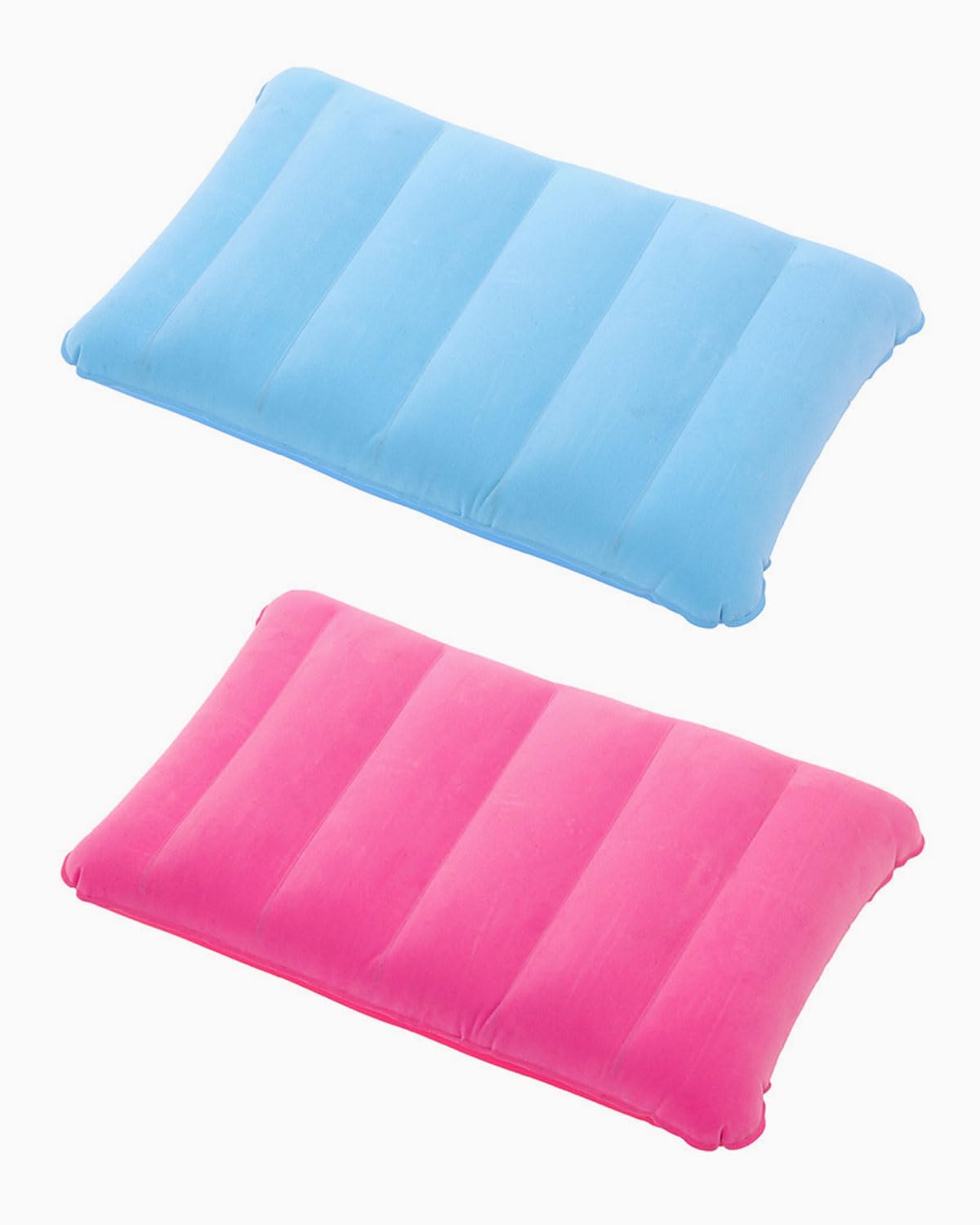 SCJJZ SCJJZ Almohadas de Acampada,Almohada Inflable flocada de PVC, Adecuada para Viajes, Exteriores, Coche, avión 47 * 30 cm (Rosa/Azul)