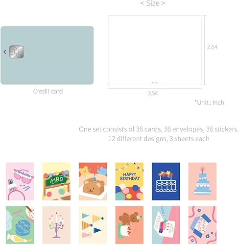 Miniatura 3 de Monolike Tarjeta Día a día, This is for you - Mezcla de 36 mini tarjetas individuales, 36 sobres, 36 calcomanías Paquete