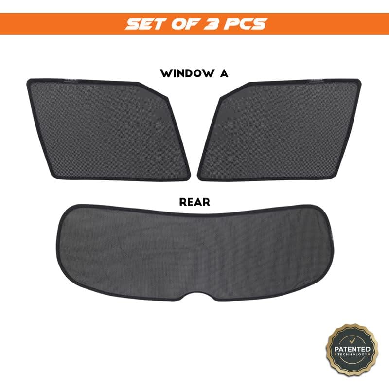 Image of Hyundai Creta Magnetic Sun Shades /Curtains - Set of 3pcs Suitable for Creta 2020 Onwards