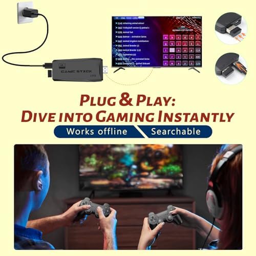 HRYYDS 2026 Retro Gaming Console Pro 4K HDMI with 40,000+ Built-in Classic Video Games - Plug & Play Game Stick for TV with 2 Wireless Controllers | 23 Emulator Support 54GB - 5