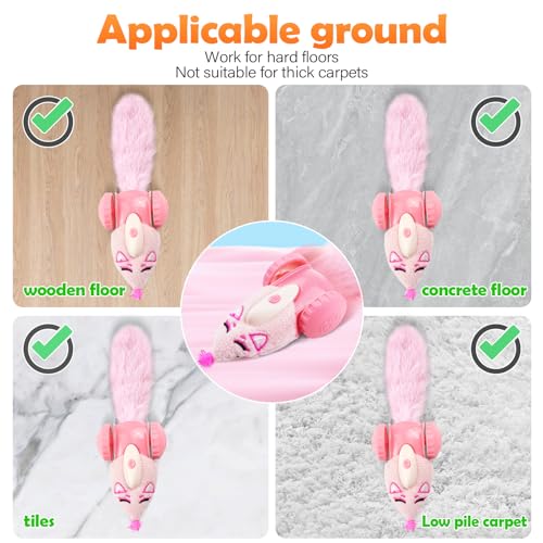 Migipaws Automatic Cat Toys, Plush Cat Mouse Toy, Interactive Toy for Indoor Cats, Smart Moving Kitten Toy, Rechargeable (Pink) — view 5