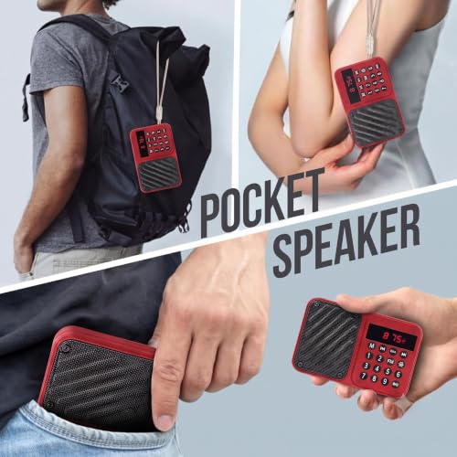 Image of Fire Turtle Fire Turtle Portable Bluetooth FM Radio Speaker with 6W HD Sound, Type-C Fast Charging, 12 Hours Playback, USB, TF Card, AUX Input, Number Keypad, Music Player for Home, M7 Red
