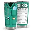Sandjest nurse tumbler cup nurse nutritional facts travel coffee mug gift 20oz tumblers nurse gifts for birthday christmas appreciation week nursing school graduation for nurses practitioners  urban country home decor