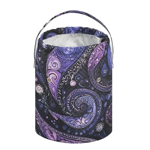Image of Tatenale Crochet Bag Yarn Bag Knitting Project Bag with Pockets and Handle Portable Yarn Storage Organizer Tangle Free 8.3x11 InchPurple Paisley30