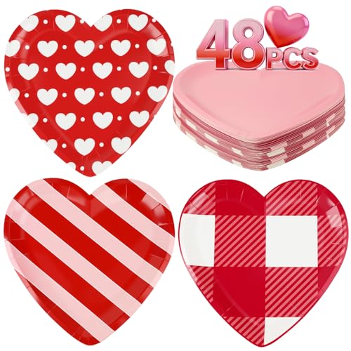 GINOYA Heart Paper Plates