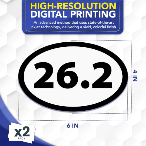 Image of 26.2 Marathon Sticker Oval, Running Stickers, 5.5x3.5 Inches, Black, 2 Pack, Sticker for Car, Window, Bumper Stickers, 26.2 Marathon Gifts, Car Decals, Show Runner Pride in Style, Made in USA