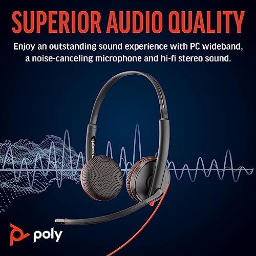 Poly Blackwire 3225 Kablolu Kulaklık - Gürültü Önleyici Mikrofon - Stereo Tasarım - USB-C, USB-A veya 3,5 mm üzerinden PC/Mac/Mobil Cihazlar ile Bağlantı - Takımlarla Uyumlu, Zoom - Görsel 2
