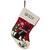 Glitzhome 19 L Handmade Hooked Dog Christmas Stocking for Family Holiday Season Party Decor