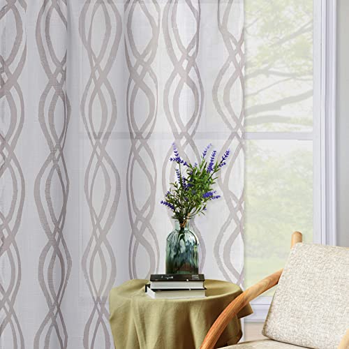Faironly Valances For Windows Short Kitchen Curtain Valances Small Cafe Curtain Geometric Printed Window Treatment Sets Tier Curtain Valance For Bathroom, 52" W X 15" L #TOP6