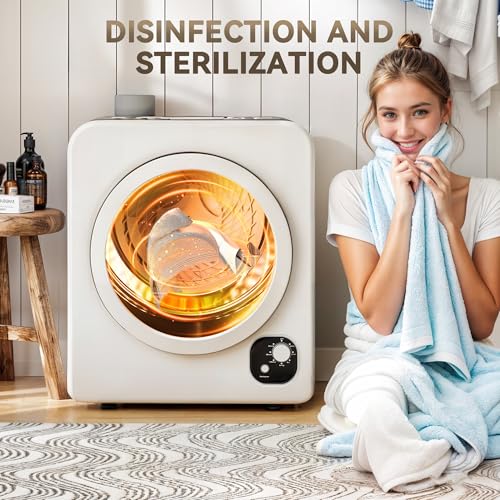 HOMCOM 120V Portable Clothes Dryer, 1300W Compact Front Load Laundry Dryer Machine 3.3 Cu. Ft. with Stainless Steel Tub & 4 Automatic Drying Mode for Apartment, RVs, Dorms, White