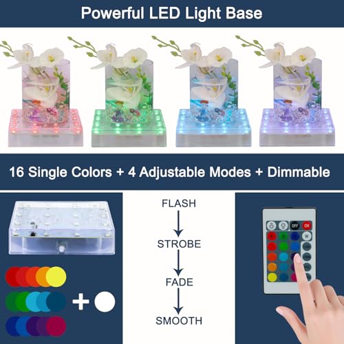 Image of LARDUX 5 Inch Multicolor Square LED Light Bases with Remote, 16 Colors | Display Stand,USB Charging & Cattery Dual Power Supply, Fits Crystal Glass Art, Vase, Mini Eiffel Tower Ornament