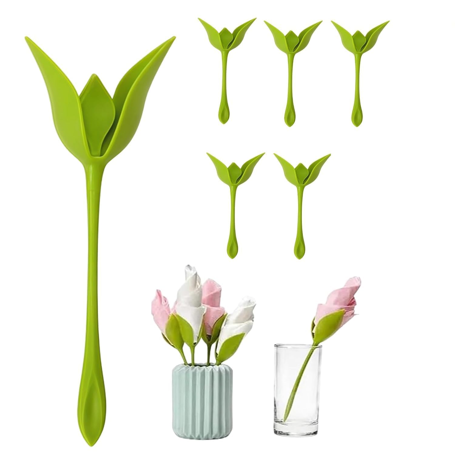 Decorative Flower Napkin Rings Set of 6, Reusable Table Tissue Holders for Dining Setup, Kitchen, Parties, Restaurants and Home Decor-image-20