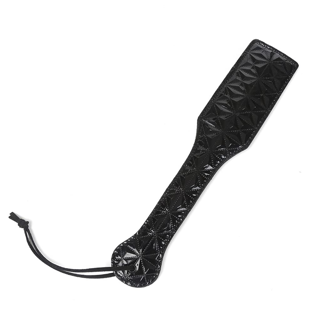 Frustino In Pelle Sostenuta Nera – Frusta Equestre Con Manico Paddle – Accessorio Per Equitazione E Addestramento