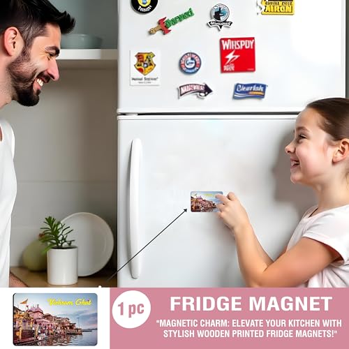Image of Elegant Fridge Magnet with Themes |Rectangular Size Refrigerator Magnet with Magnetic Rubber Back | Pack of 1, 8.6cm X 5.4cm (Vishram Ghat)