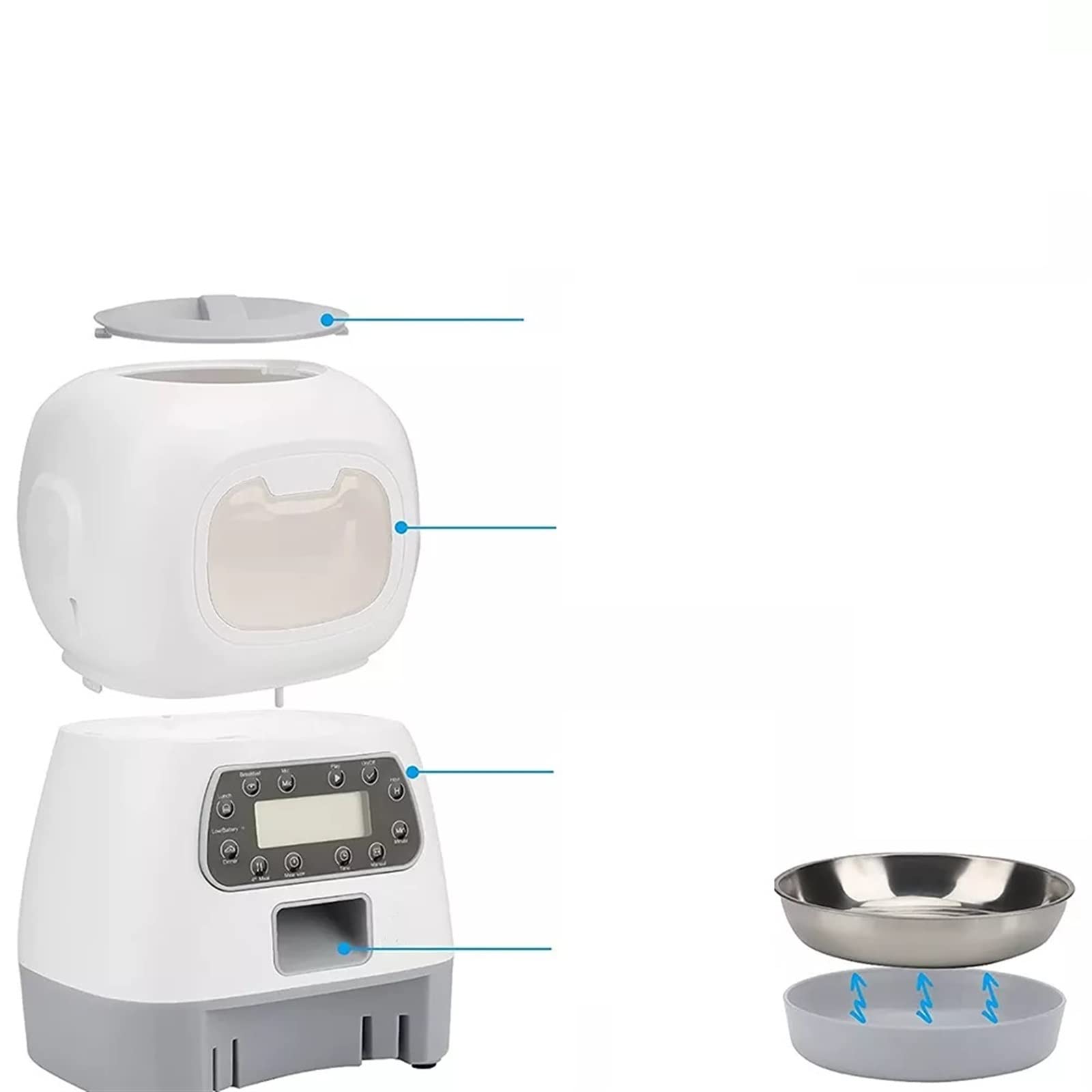 Distributore Automatico di Cibo per Cani E Gatti da 3,5 L con Registratore Vocale Intelligente, Articoli per Animali Domestici