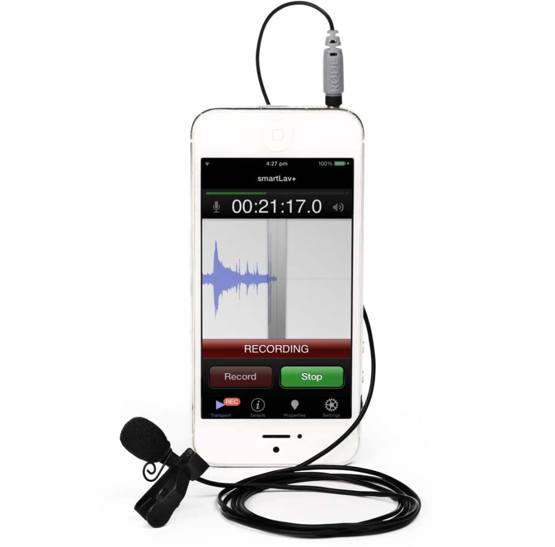 keepdrum RØDE SmartLav+ Lavalier-Mikrofon für Smartphone WS05BK Fell-Windschutz + ADP03 Kabel 3,5mm TRRS-TRS