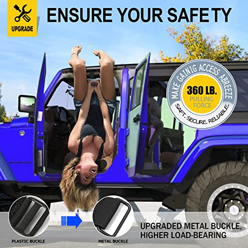 Image of moveland 8 Pack Grab Handle Set Compatible with Jeep Wrangler TJ YJ JK, Easy-to-Fit 3 Straps Design for 1955-2023 Models (Black)