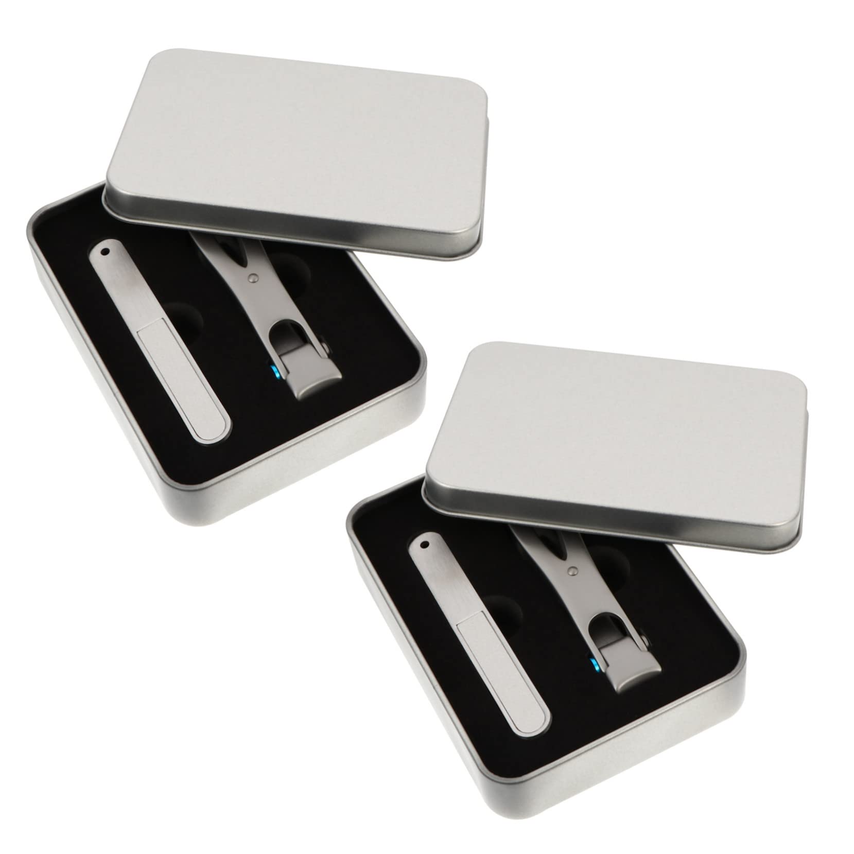 Set Tagliaunghie in Acciaio Inox, 2 Pezzi, Argento | Lima e Scatola Portaoggetti, per Pedicure e Viaggio, Adatto alle Famiglie