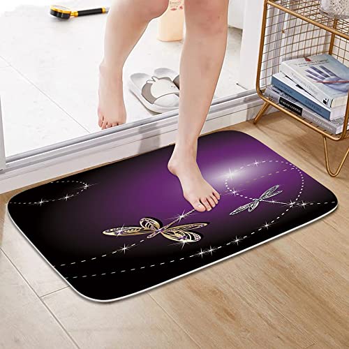 Gold und Silber Elegante Libelle Badezimmer Teppiche und Matten Sets 3 Stück Memory Foam Badvorleger U-Form Kontur Duschmatte rutschfest Saugfähig Samt Toilettendeckelbezug – Bild 7