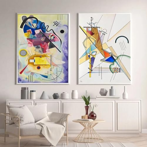 Toile géométrie abstraite Wassily Kandinsky affiche colorée moderne x3