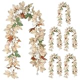Outdoor 6 Pcs Garland 68.9 in Fall All Leaves Silk, Maple Realistic Leaf Design, Home Decorations and Ideal Holiday Decor Garlands