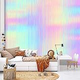 Modern Wallpaper Murals 3D Seamless trendy iridescent rainbow corrugated ribbed glass texture Peel a