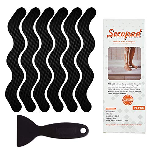 Antideslizantes Secopad - Pegatinas antideslizantes para ducha, 24 unidades, tiras adhesivas de seguridad para bañera, ducha, escaleras,...