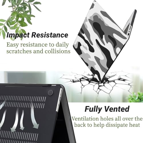 Funda MacBook Air 11 pulgadas ideal para viajes y cafeterías con teclado protegido camuflaje negro 2