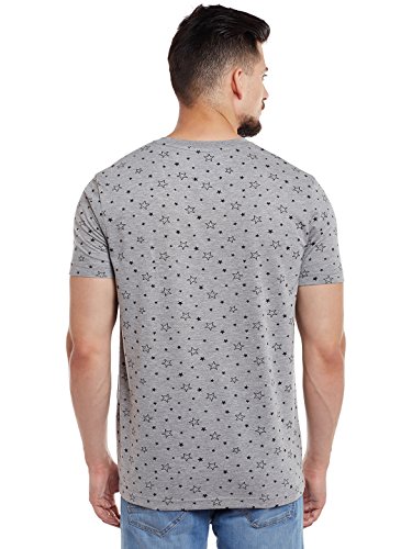 Image of Printed V Neck Cotton Tshirt for Men(Pack of 1)-VEE-Print-NO.1-01-BLK-P-P3230