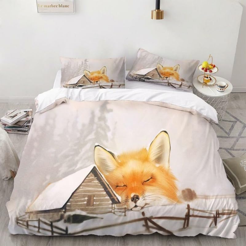Housse de couette 140x200 cm renard pour une décoration de chambre cocooning