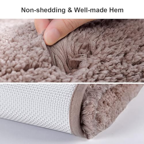 Image of VANZAVANZU U Shaped Toilet Bath Mat, Contour Bath Rugs for Bathroom Non Slip Extra Soft Absorbant Microfiber Shaggy Thick Toilet Rugs U 20 inch*24 inch, Taupe