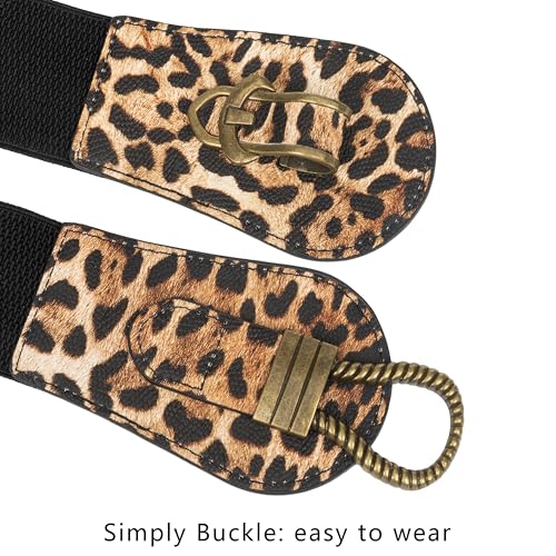 Women Wide Elastic Belt Fashion Stretchy Leopard Waistband for Dress Sweater3