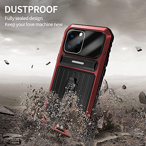 Coque iPhone 13 Pro rouge de qualité militaire robuste avec béquille premium - 4