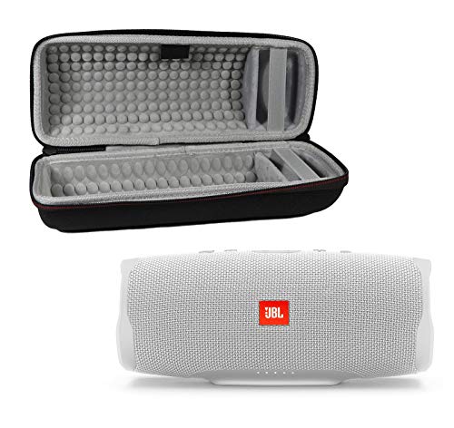 JBL Charge 4 Waterproof Wireless Bluetooth Speaker Bundle with Portable Hard Case - White