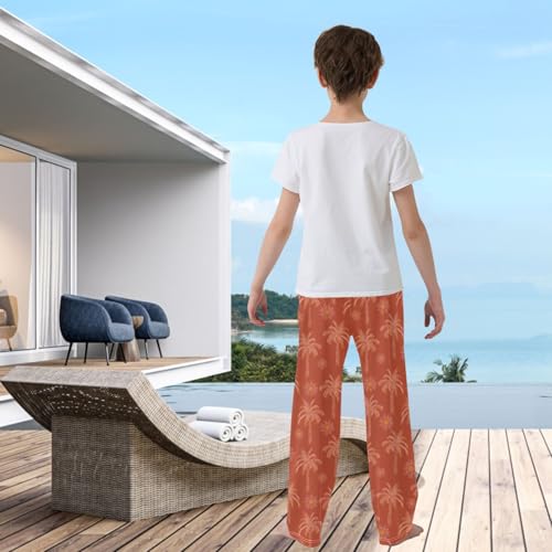 visesunny Boys' Pants Red Palm Tree Sun Jogger Pants Elastic Waist Long Bottoms Trousers with Pockets3